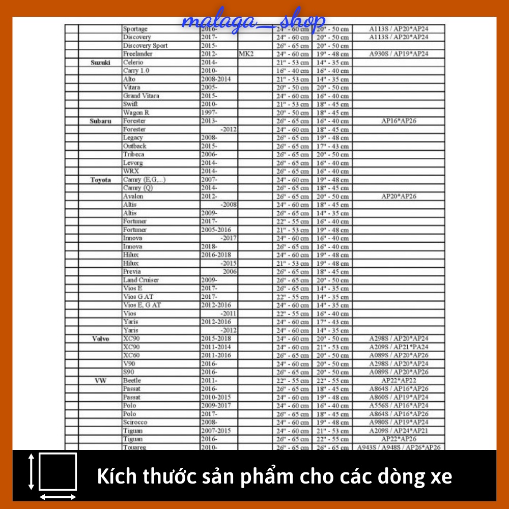 Gạt mưa ô tô i10 Morning Vios Innova City CRV CX3 CX5 đủ size GATMUA