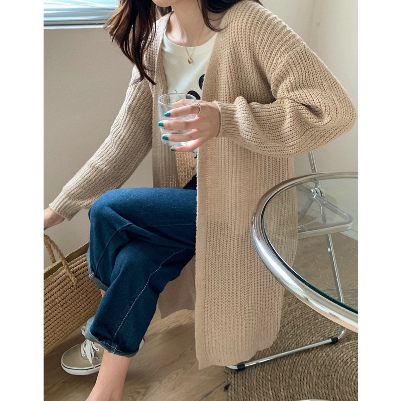 SUXI Áo Khoác Cardigan Bằng Vải Dệt Kim Dáng Rộng Rãi Phong Cách Cổ Điển Hàn Quốc Sành Điệu Cho Nữ