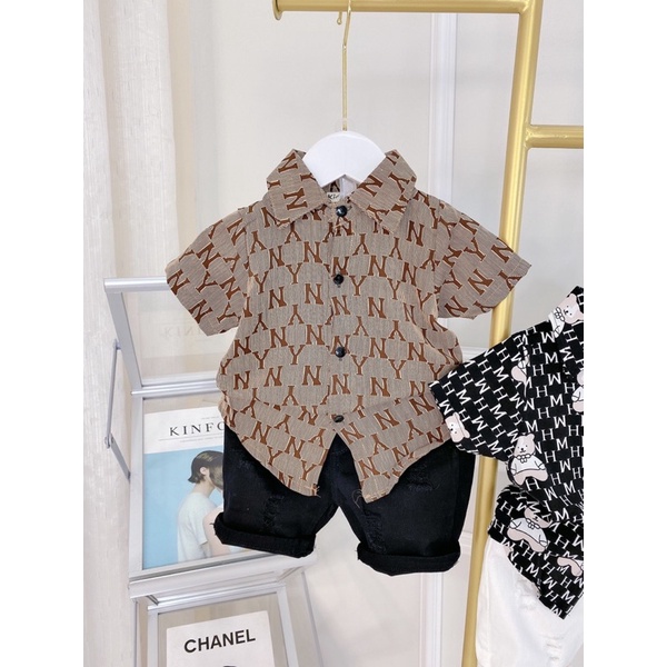 Sét sơ mi bé trai Dior kèm quần Short bò