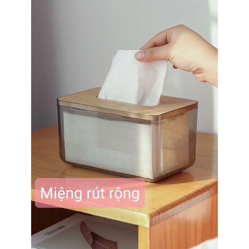 [Mẫu mới] Hộp đựng khăn giấy nắp bằng gỗ tre cao cấp