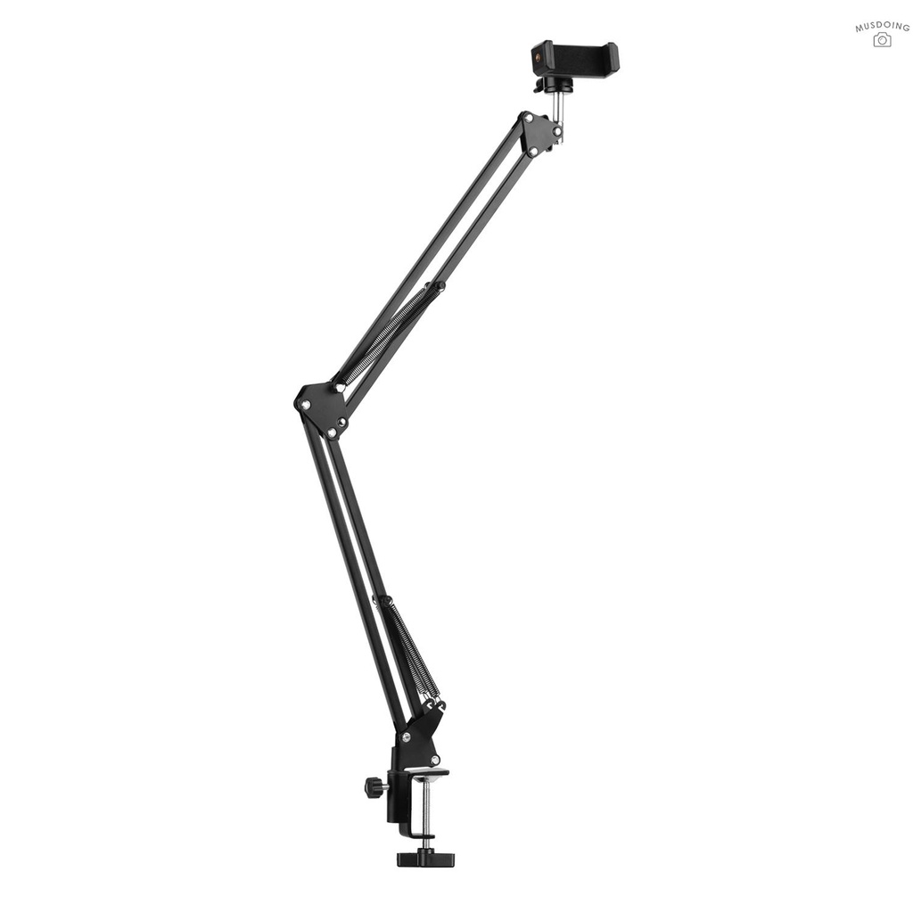 ღ  Adjustable Metal Stand Suspension Scissor Arm Bracket + Phone Holder + Ballhead Adapter + Mini LED Light + Remote Control for YouTube Live Video Recording Network Broadcast Online Singing Chatting