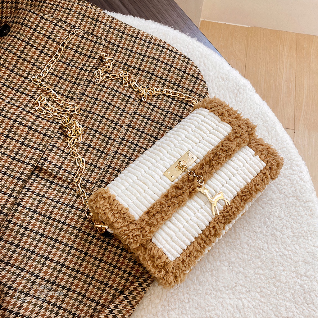 [Có video hướng dẫn] Túi tự đan handmade, túi len phối màu đeo chéo phong cách Hàn Quốc - Bộ phụ kiện đầy đủ LX108