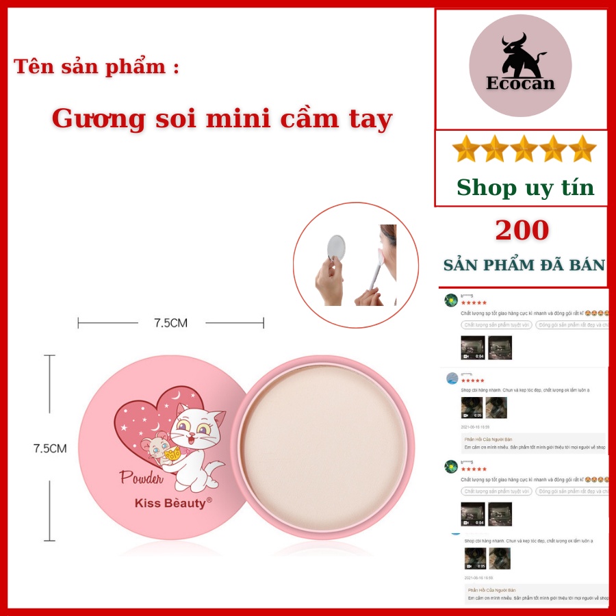 Gương soi mini cầm tay bỏ túi - gương tròn tiện dụng