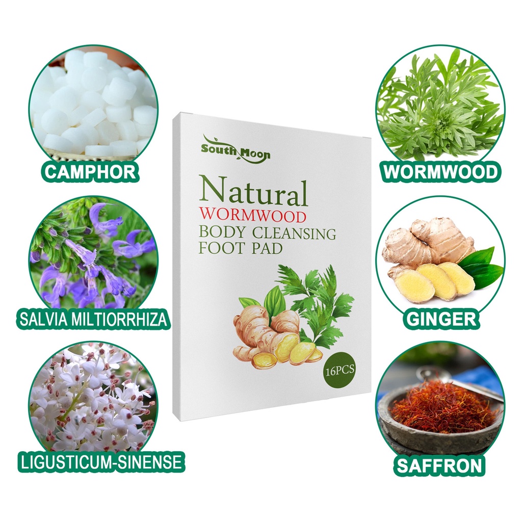 Set 16 Miếng Dán Chân Chiết Xuất Cây Ngải Đắng Thải Độc Cải Thiện Tình Trạng Bàn Chân Khi Đi Du Lịch
