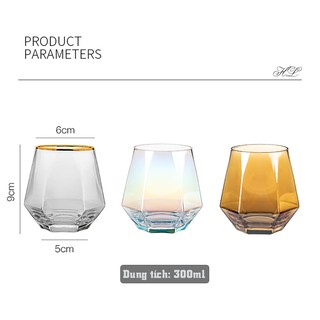 Bộ 6 ly lục giác thủy tinh chịu nhiệt borosilicate | cốc thủy tinh lục giác home luxury