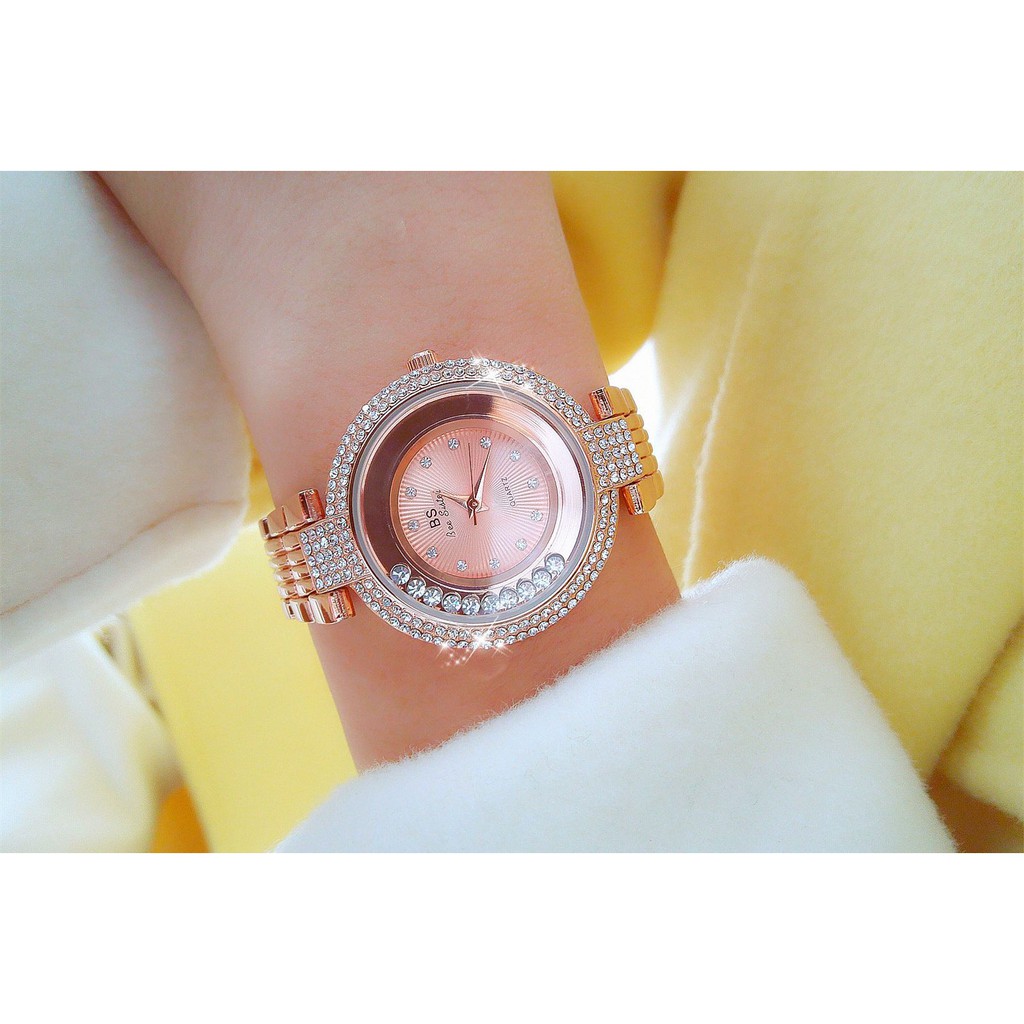 Đồng hồ nữ đẹp BEE SISTER, đồng hồ nữ chính hãng, mặt tròn, đính đá cao cấp, siêu sang, không thấm nước