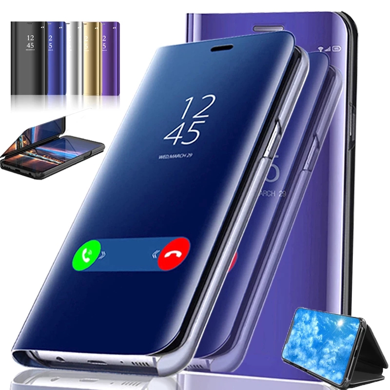 Ốp điện thoại nắp lật mặt gương thông minh tự động bật/tắt cho Samsung Galaxy J2 Pro J4/6 Plus J3 J4 J6 J8 2018 J4 Core