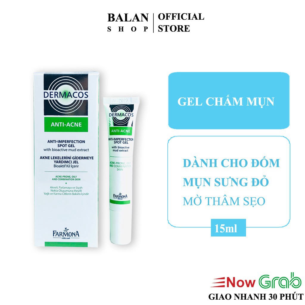 Gel Chấm Mụn Farmona Dermacos Anti Acne Imperfection Spot Gel giảm mụn, chứa bùn hoạt tính - Balan Shop