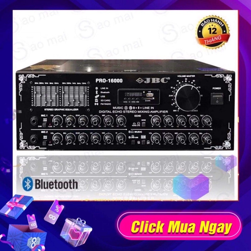Xả kho - Ampli karaoke, Amply nghe nhạc JBC PRO-1600 Bluetooth