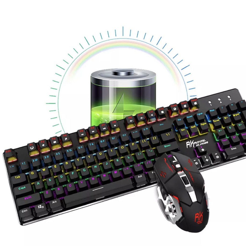 ROYAL KLUDGE RK G528 | Combo bàn phím cơ và chuột không dây G528 pin sạc, bảng kim loại có đèn LED hỗn hợp