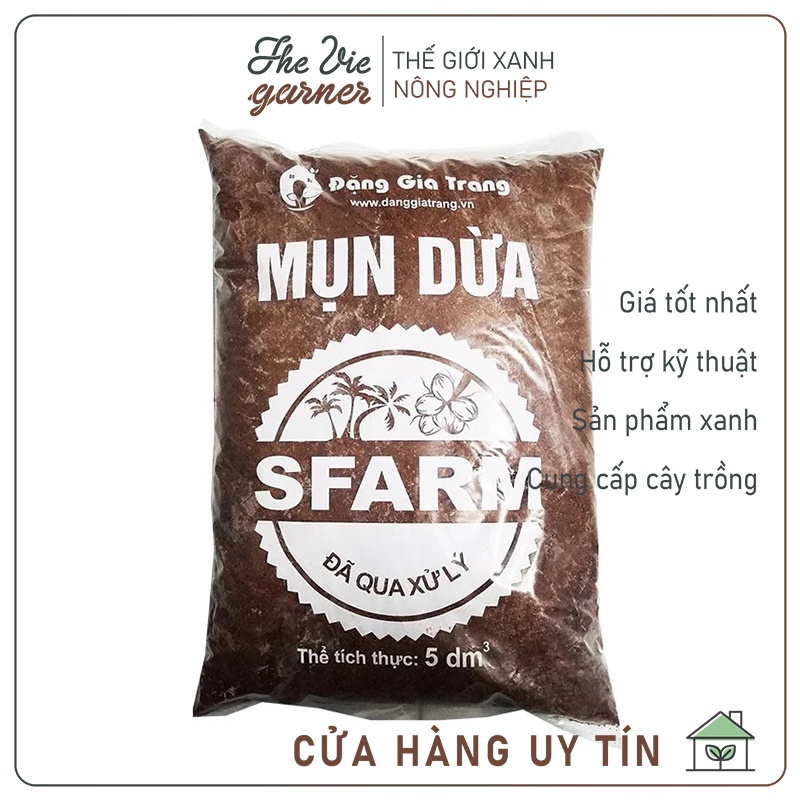 Mụn dừa SFARM giúp đất trồng xốp, thoáng khí tốt, khả năng hút và giữ nước cao - 5dm3