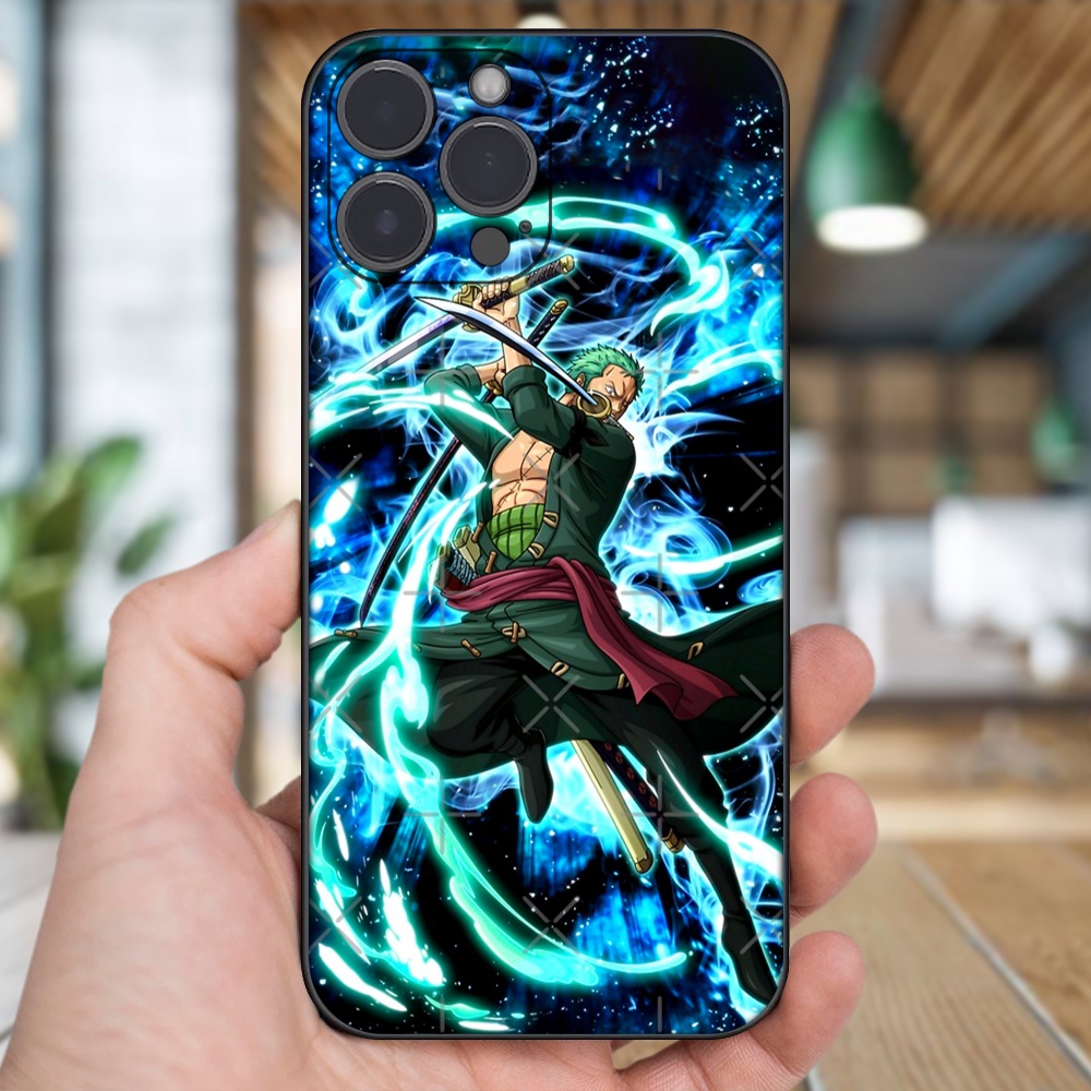 Ốp lưng iPhone 13 Pro Max dẻo đen cạnh vuông in hình Zoro One Piece