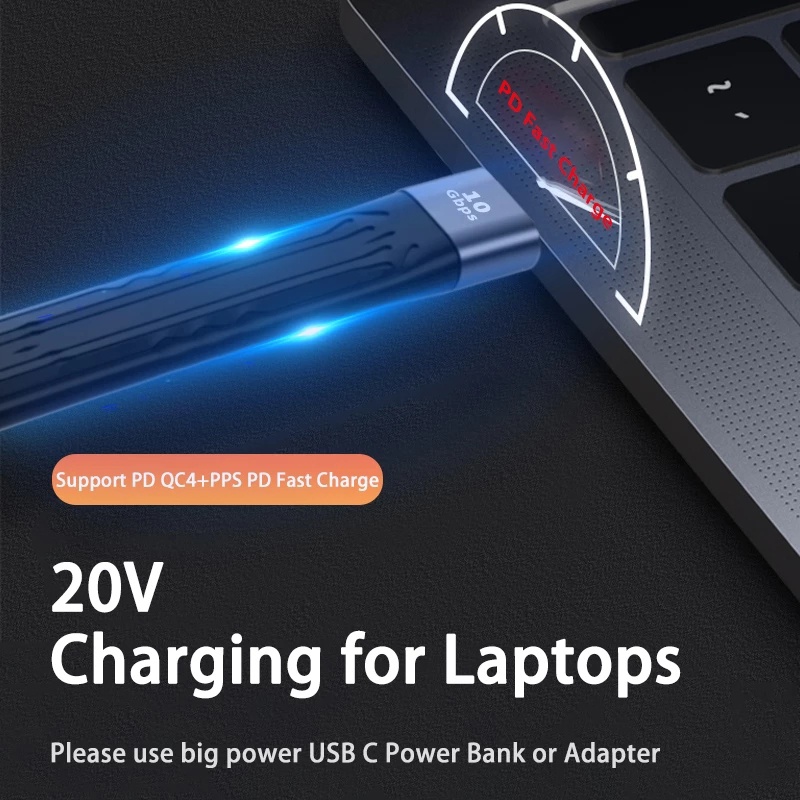 Dây Cáp Sạc Nhanh 13cm USB 3.1 Gen 2 PD 100W Type C 10Gbps truyền hình ảnh 4K thunderbolt 3