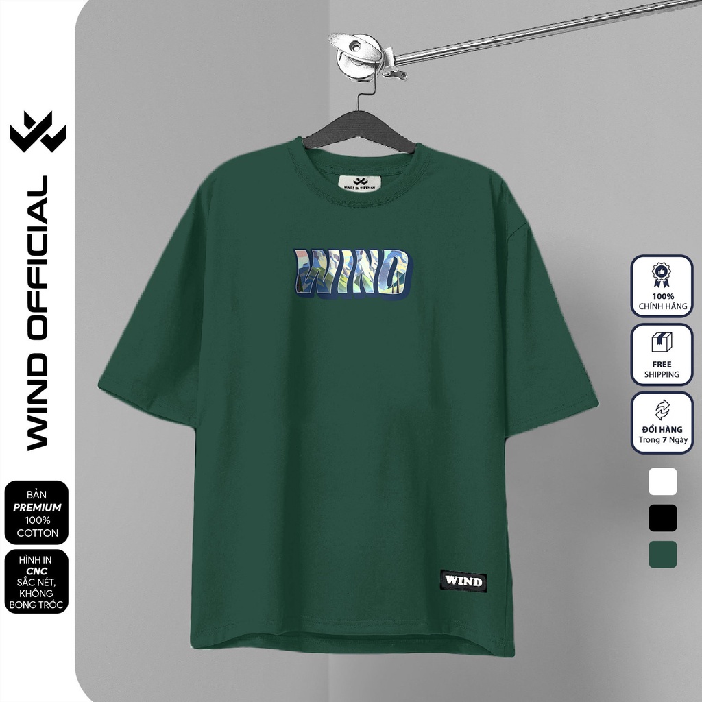 Áo thun tay lỡ unisex WIND Mountain 65% cotton phông form rộng nam nữ oversize