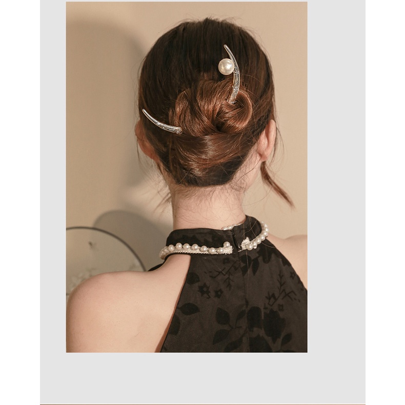 Hàng Mới Về Mới Trâm Cài Tóc Hình Bán Nguyệt Phong Cách Retro Cho Nữ