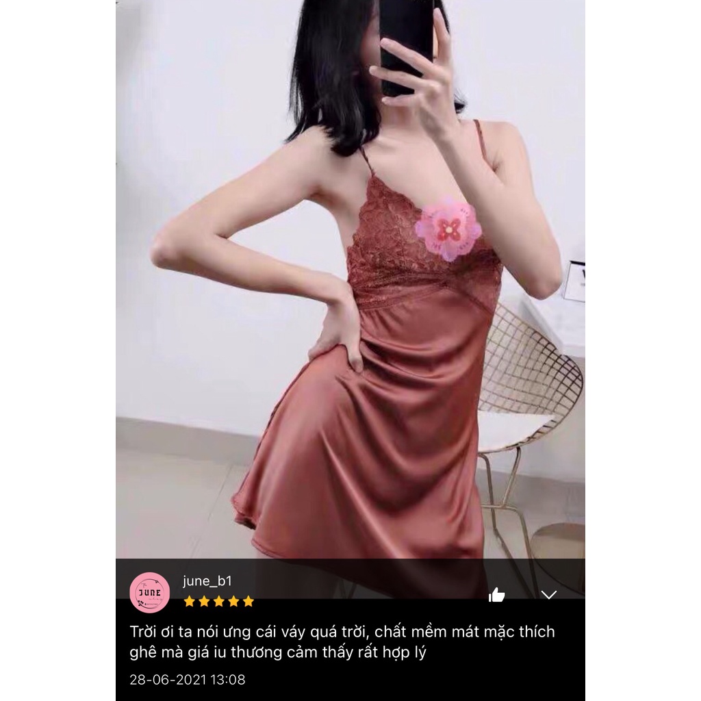 Váy Ngủ Phối Ren Ngực Dây Đan Chéo Lưng Sexy Lacy Bra - V4