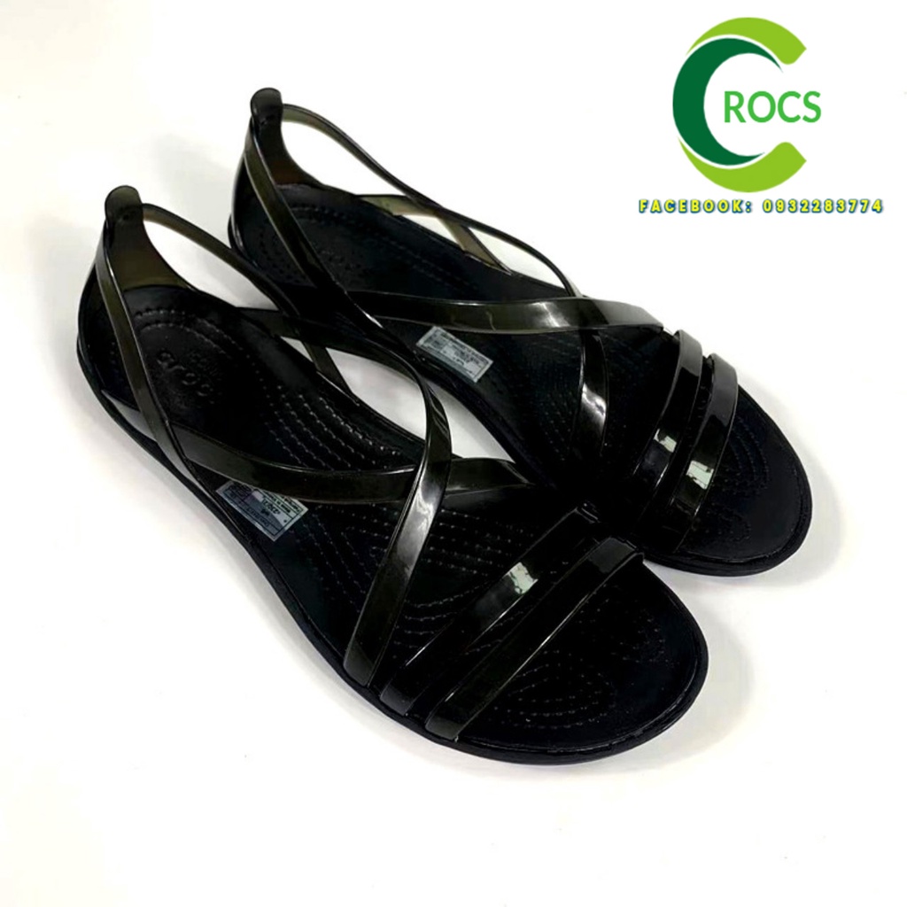 Giày sandal nhựa đi mưa chống hôi chân -Croslite-isabella-x cho nữ màu đen
