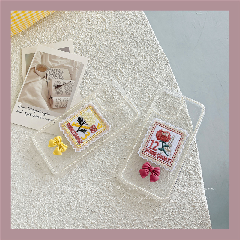 IPhone XSMAX XR X XS  7/8 PLUS  7/8 Embroidered bow with gutta percha Mobile Phone Case