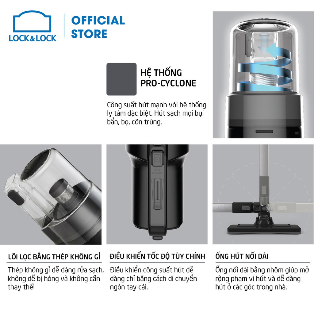Máy hút bụi Lock&Lock Handy Vacuum Cleaner 400W 0.4L ENV336BLK - babyhopsg