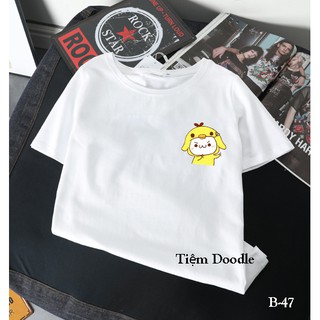 Áo Thun Nam Nữ Tay Lỡ Unisex Phông Trơn Oversize Form Rộng Basic Tee Hình gà con logo
