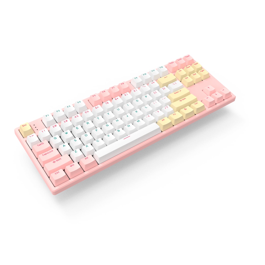 Bàn Phím Cơ Ganss HS-87T White Peach RGB Three mode Chính Hãng