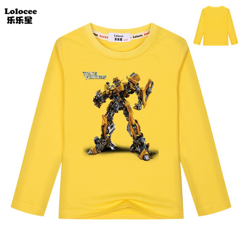 TRANSFORMERS Áo Thun Dài Tay In Hình Robot Bumblebee Cho Bé Trai