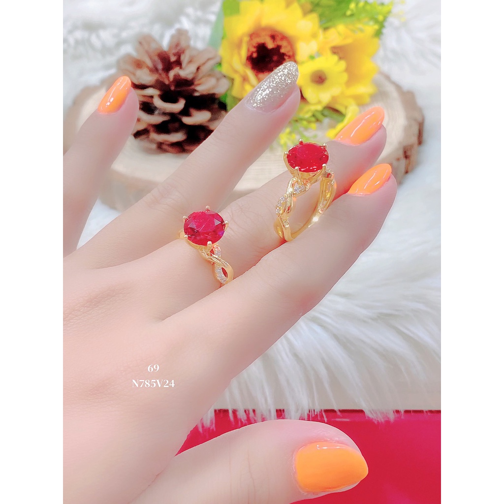 Trang Sức UHA - Nhẫn nữ UHA  đá màu mạ vàng 18k đính đá CZ N785