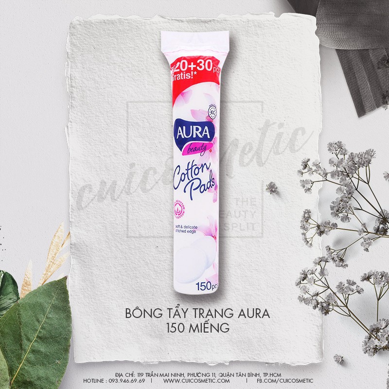 Bông tẩy trang Aura 150 miếng