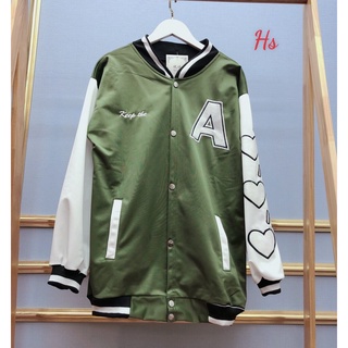 Áo Khoác Bomber  Nỉ Nam Nữ Dáng Rộng Dài Tay Phối Chữ A So Hot G054