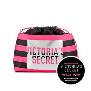 (244) Túi đựng đồ cá nhân, xà bông, sữa tắm, mist sọc hồng đen - Hàng nhập Victoria's Secret USA