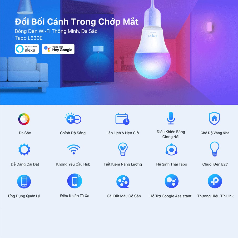 Bóng Đèn Thông Minh TP-Link Tapo L530E Đa Sắc - Hàng Chính Hãng