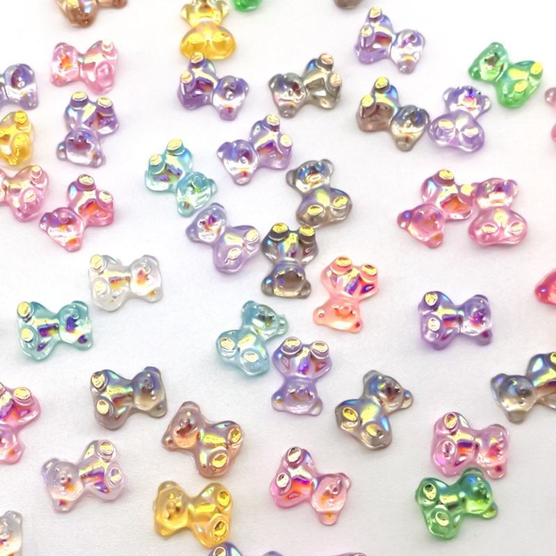 Set 10 Viên Đá 3D Hình Gấu Dễ Thương Tự Trang Trí Móng Tay