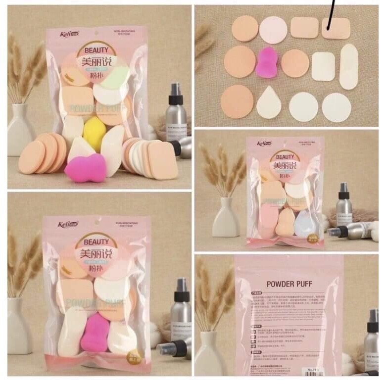 Bông tẩy trang - Bộ 13 Miếng Mút Mềm Mịn Tiện Lợi Cho Các Nàng - Tokosi