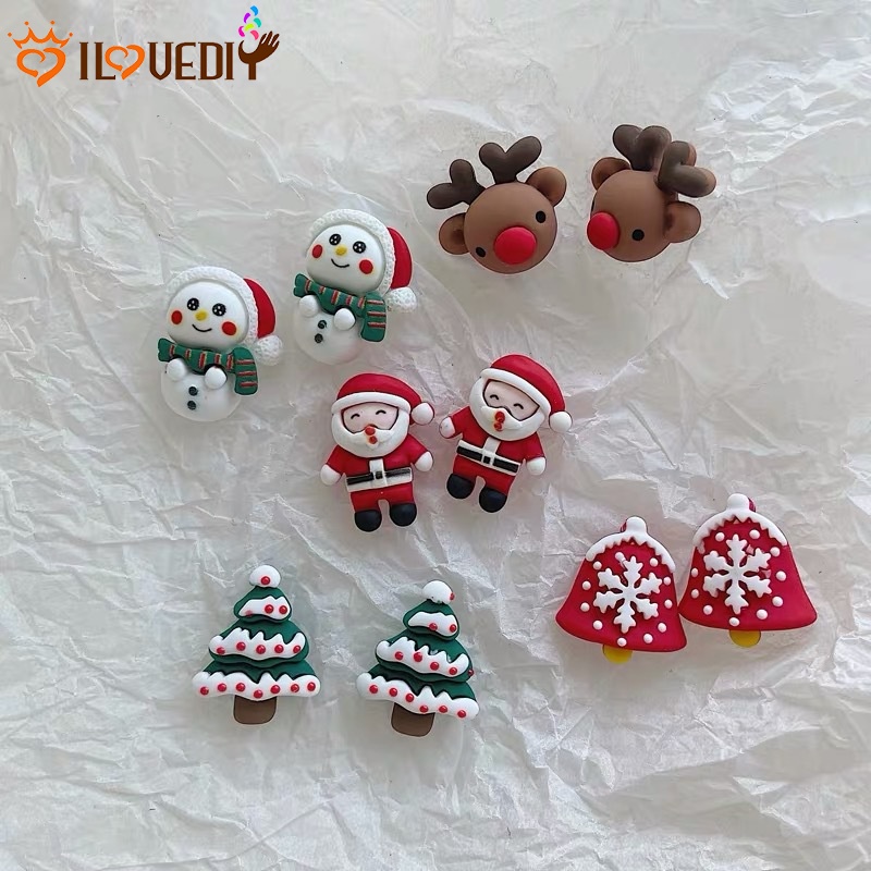 Bông tai xỏ lỗ hình cây thông/ ông già noel/ tuần lộc hoạt hình phong cách Hàn Quốc đơn giản dễ thương cho nữ