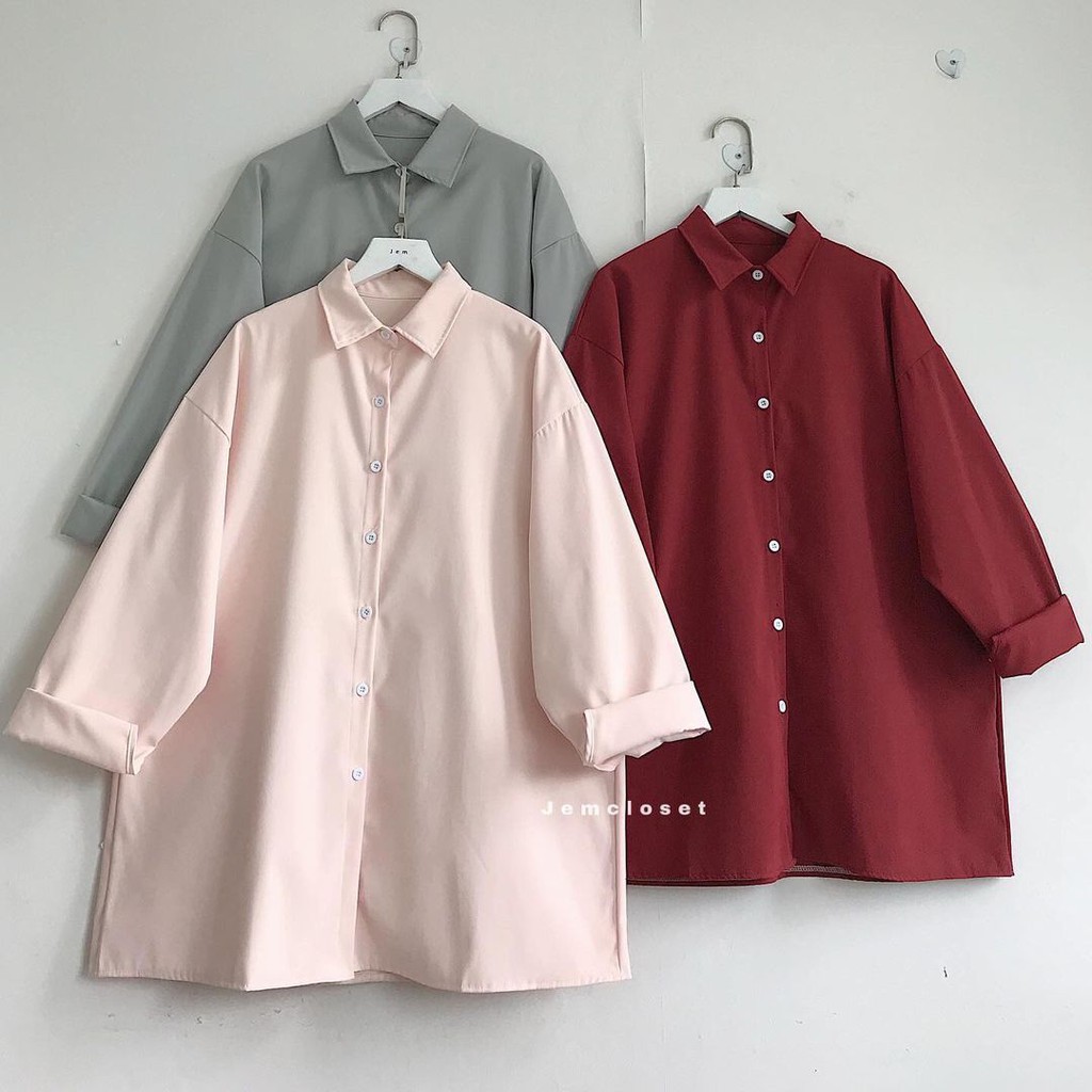 Áo Sơ Mi Nữ Đẹp Tay Lỡ Có Nhiều Màu Form Rộng Kiểu Bassic Đơn Giản Dễ Mặc Chani - 10016 JEMCLOSET