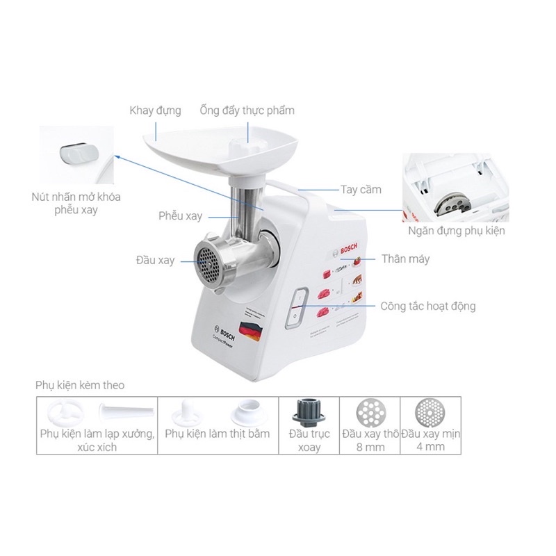 MÁY XAY THỊT BOSCH MFW3520W Hàng Đức