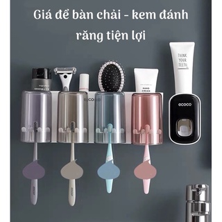 Giá để bàn chải-kem đánh răng cùng ép kem đánh răng tiện lợi ecoco