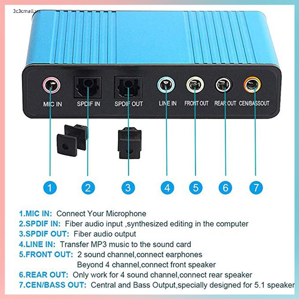 ✨chất lượng cao✨6 Channel External Sound Card 5.1/7.1 Optical S/PDIF Audio Sound Card Adapter