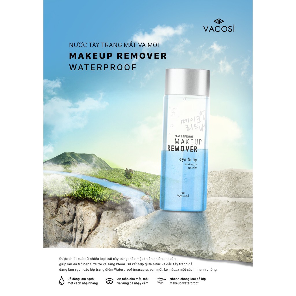 Nước Tẩy Trang Mắt Môi Vacosi Waterproof Makeup Remover For Eye & Lip 80ml