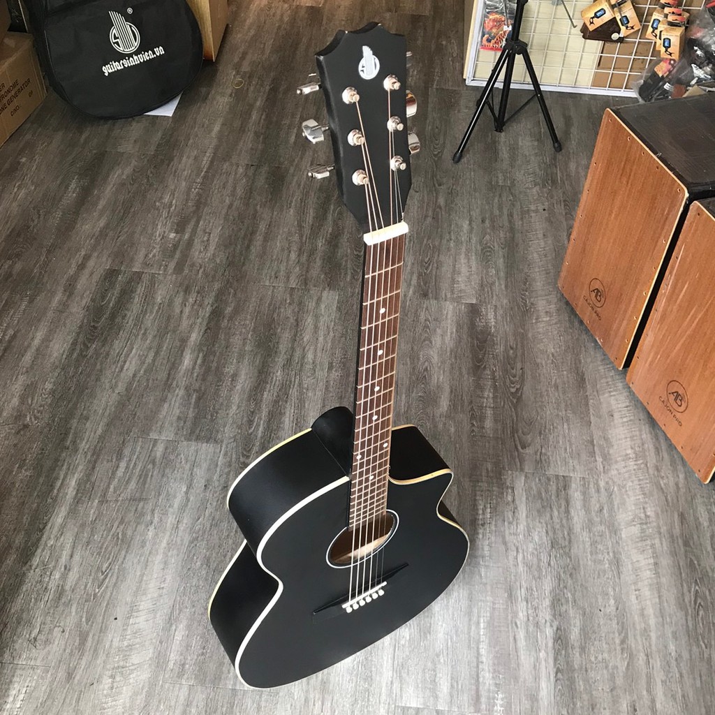 Đàn guitar acoustic có ty chỉnh - Kèm 7 phụ kiện- chuyên cho người mới - Màu đen - Bảo hành 1 năm