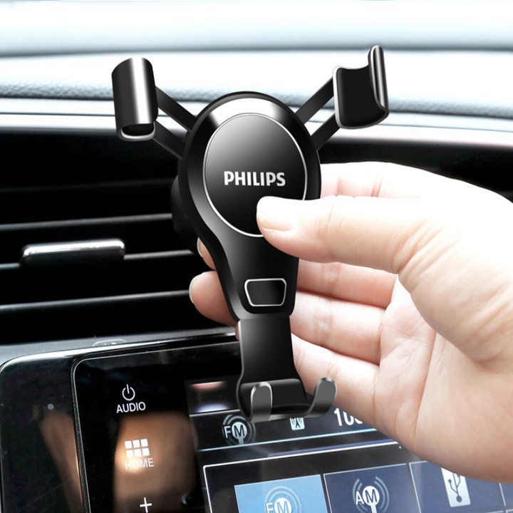 Giá đỡ điện thoại dạng cài hốc gió trên xe hơi, ô tô cao cấp nhãn hiệu Philips Mã DLK3412N - bảo hành 6 tháng