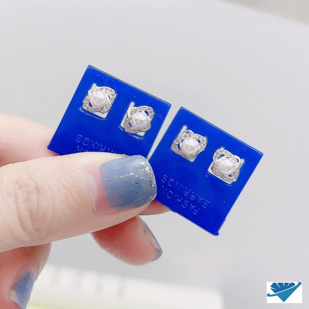 Khuyên tai sao biển nạm đá - chuẩn bạc ý 925 sáng đẹp, ACJ3590