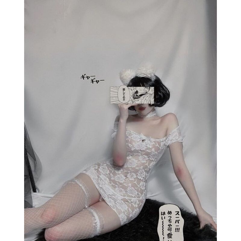 váy ngủ đầm ngủ thun ren trễ vai sexy gợi cảm