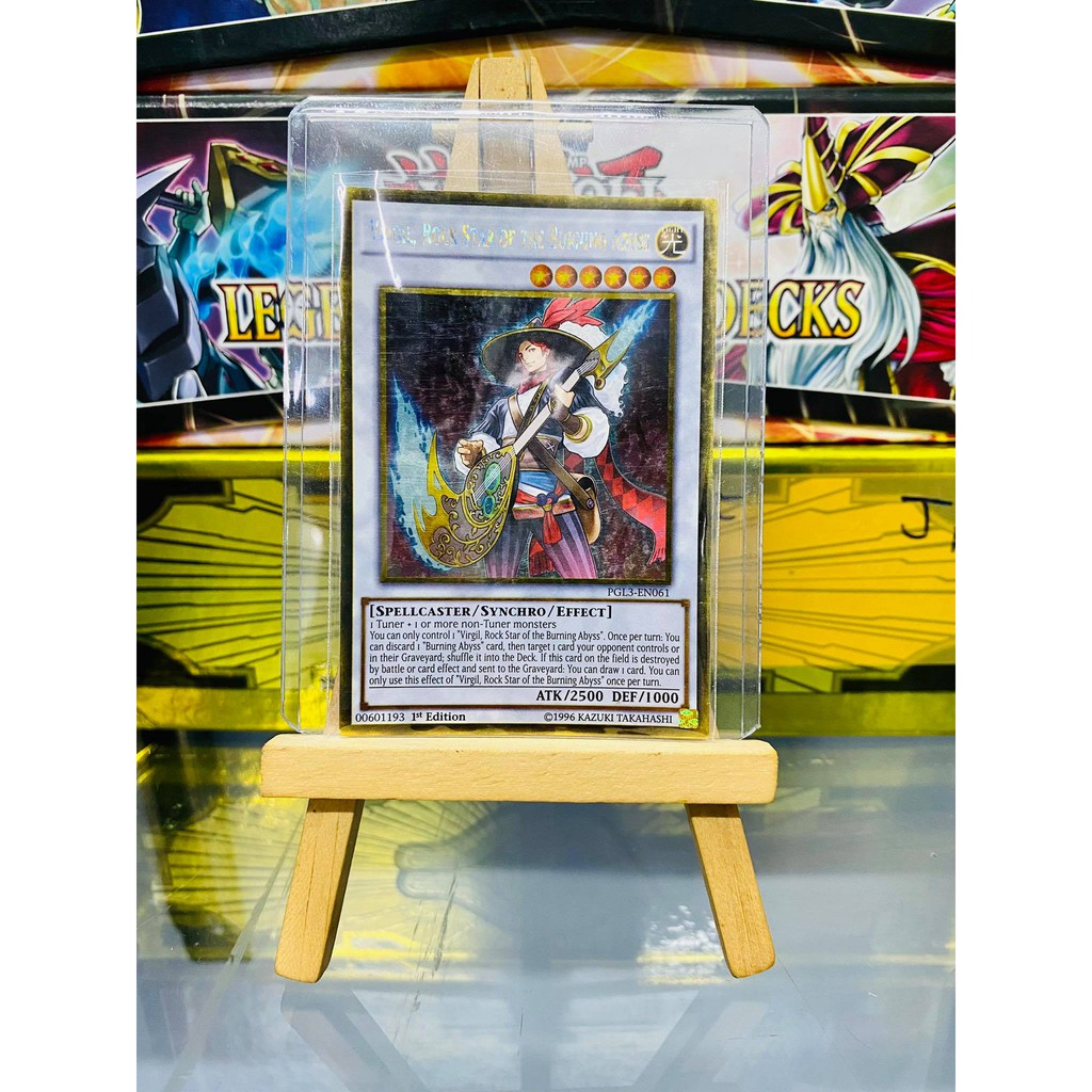 [ Dưa Hấu Yugioh ] Lá bài thẻ bài Virgil, Rock Star of the Burning Abyss - Gold Rare - Tặng bọc bài nhựa bảo quản