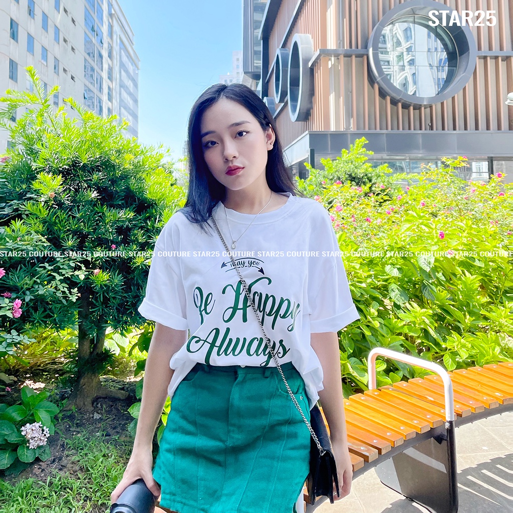 Áo thun unisex form rộng tay lỡ, Áo phông Unisex hàn quốc tay lỡ form rộng premium cotton Star25