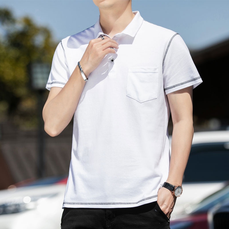 Áo polo Ngắn Tay Phối Túi Thời Trang Xu Hướng Cho Nam
