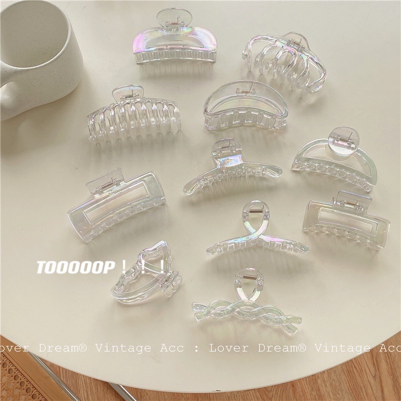 Kẹp tóc trong suốt phong cách retro Hàn Quốc