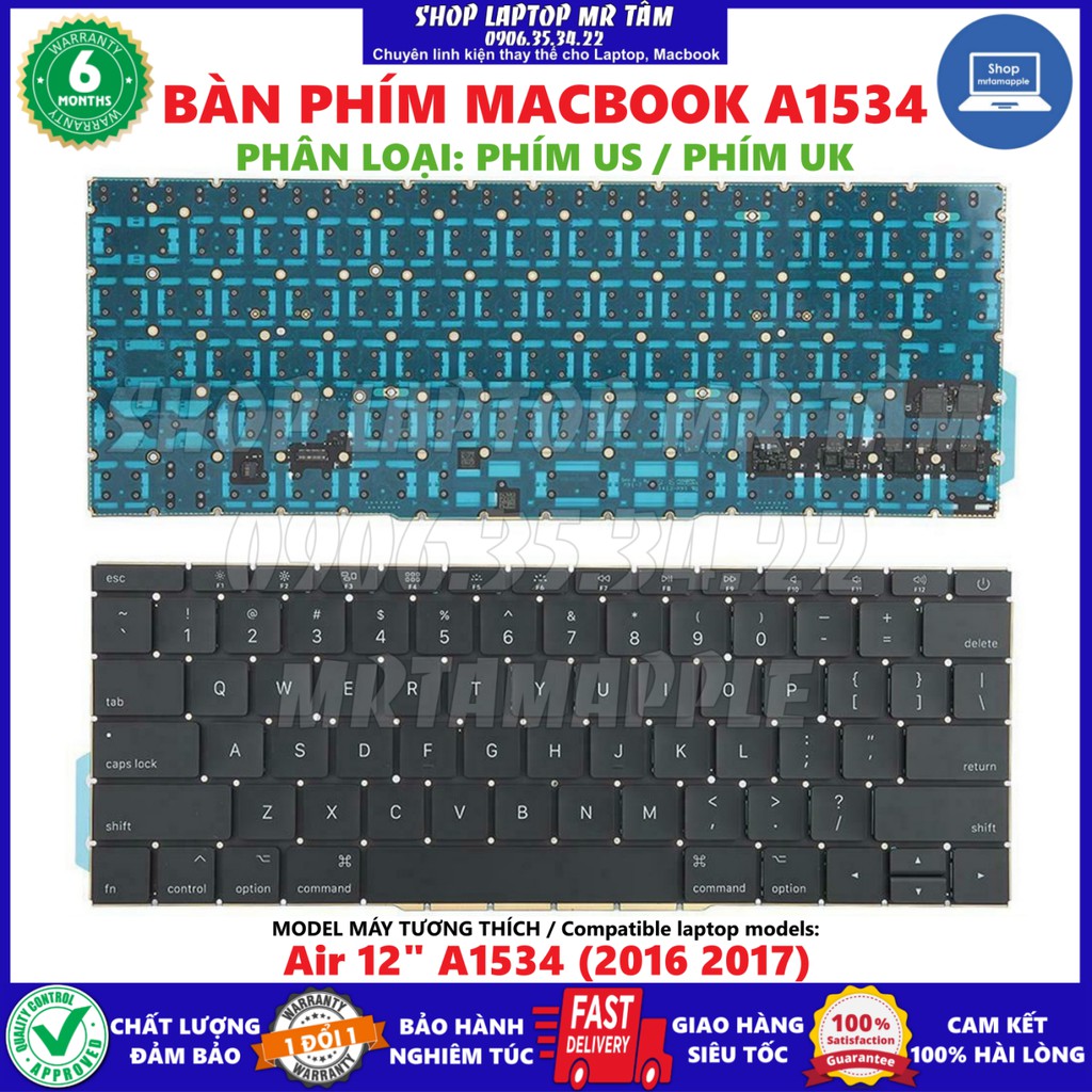 (KEYBOARD) BÀN PHÍM LAPTOP MACBOOK A1534 2016 2017 dùng cho Air 12&quot; 2016 2017 A1534