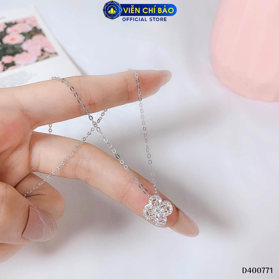 Dây chuyền bạc nữ cỏ bốn lá may mắn chất liệu bạc 925 thời trang phụ kiện trang sức Viễn Chí Bảo D400771