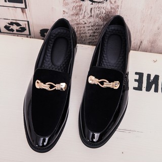 Luxury glossy black loafers for men